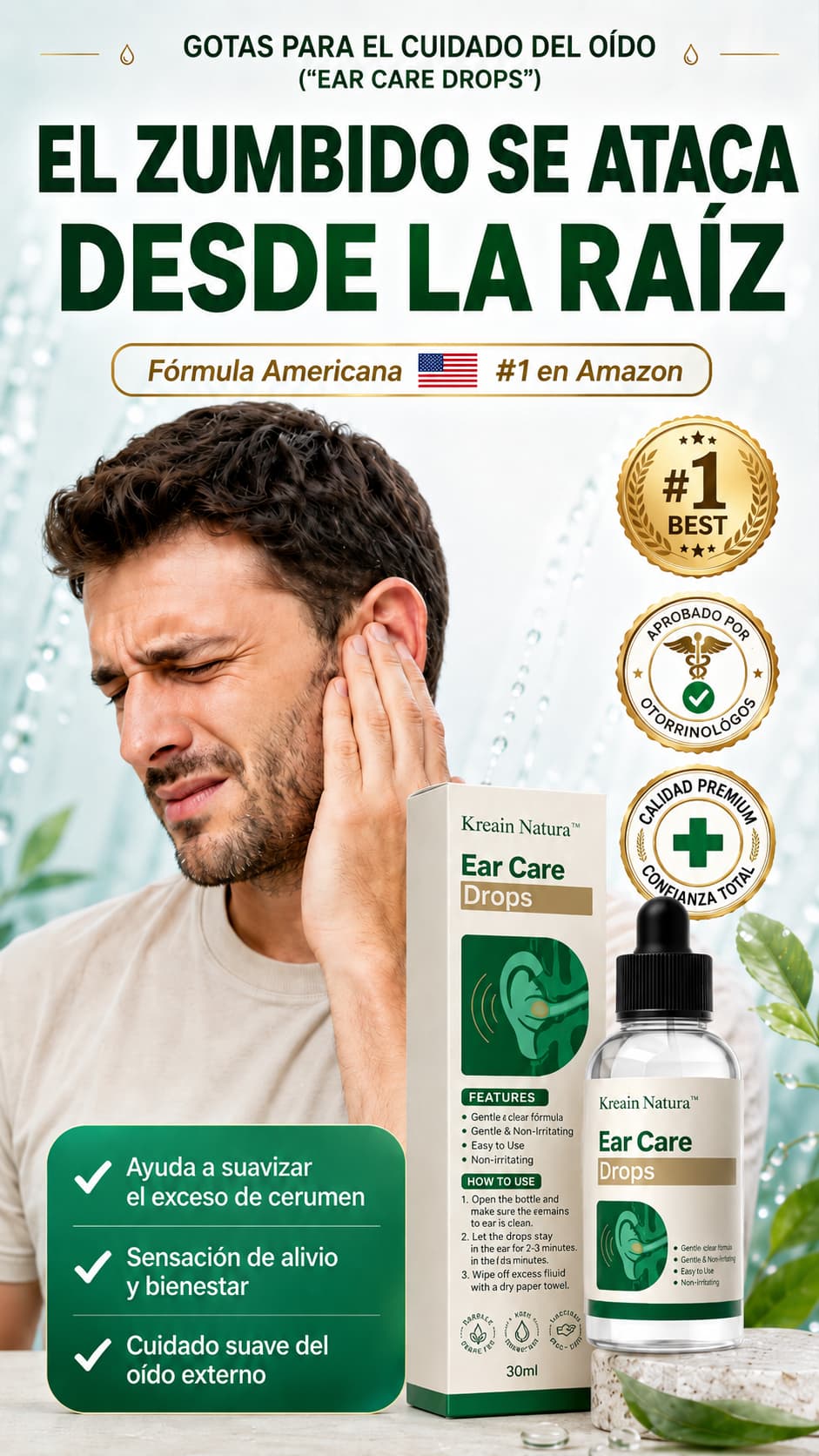 DILE ADIOS AL MOLESTO DOLOR DE LOS OIDOS CON ("EAR CARE DROPS")