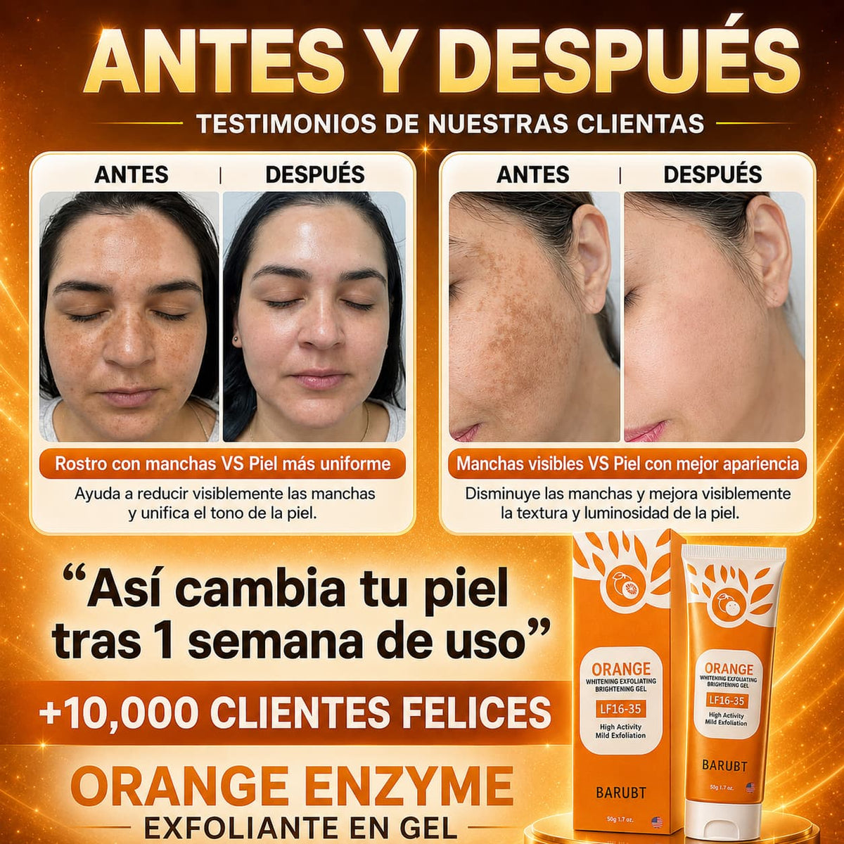 Gel Exfoliante con Enzimas de Naranja - Exfolia · Ilumina · Suaviza · Hidrata 🍊✨